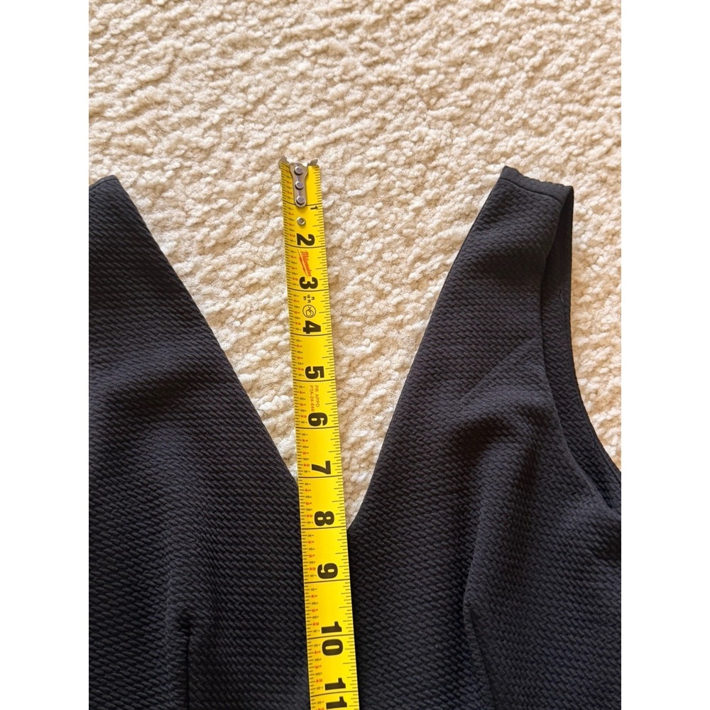 Haute Monde Black Knit Fit & Flare Mini Sleeveless V-Neck Pleated Zip Dress S - Picture 13 of 16